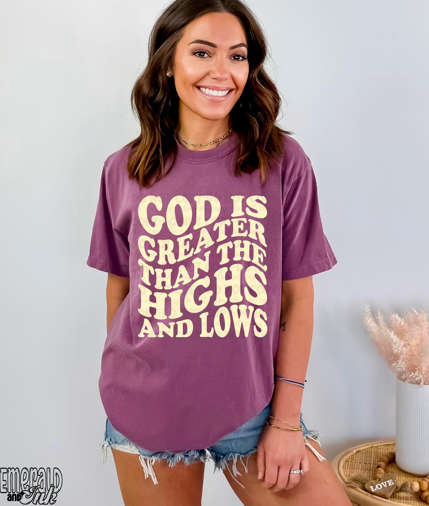 God is greater than the highs and lows (full size) - screen print transfer