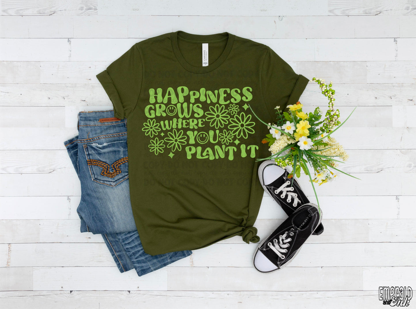 Happiness grows where you plant it - screen print transfer