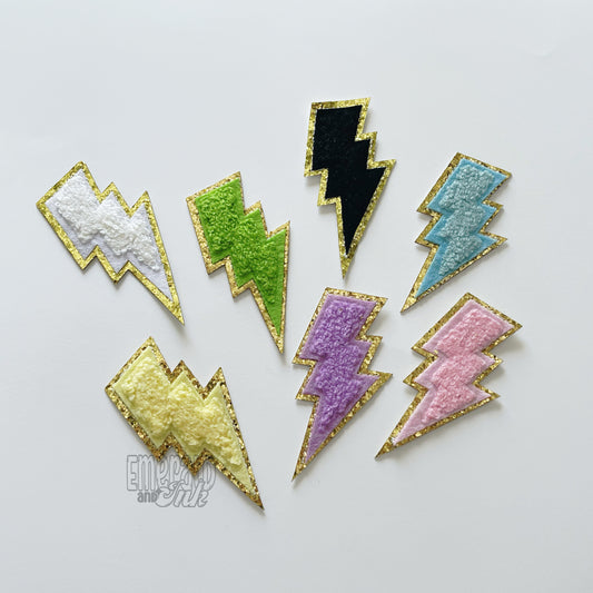Solid Color Lightning Bolt Chenille Patch - 302°