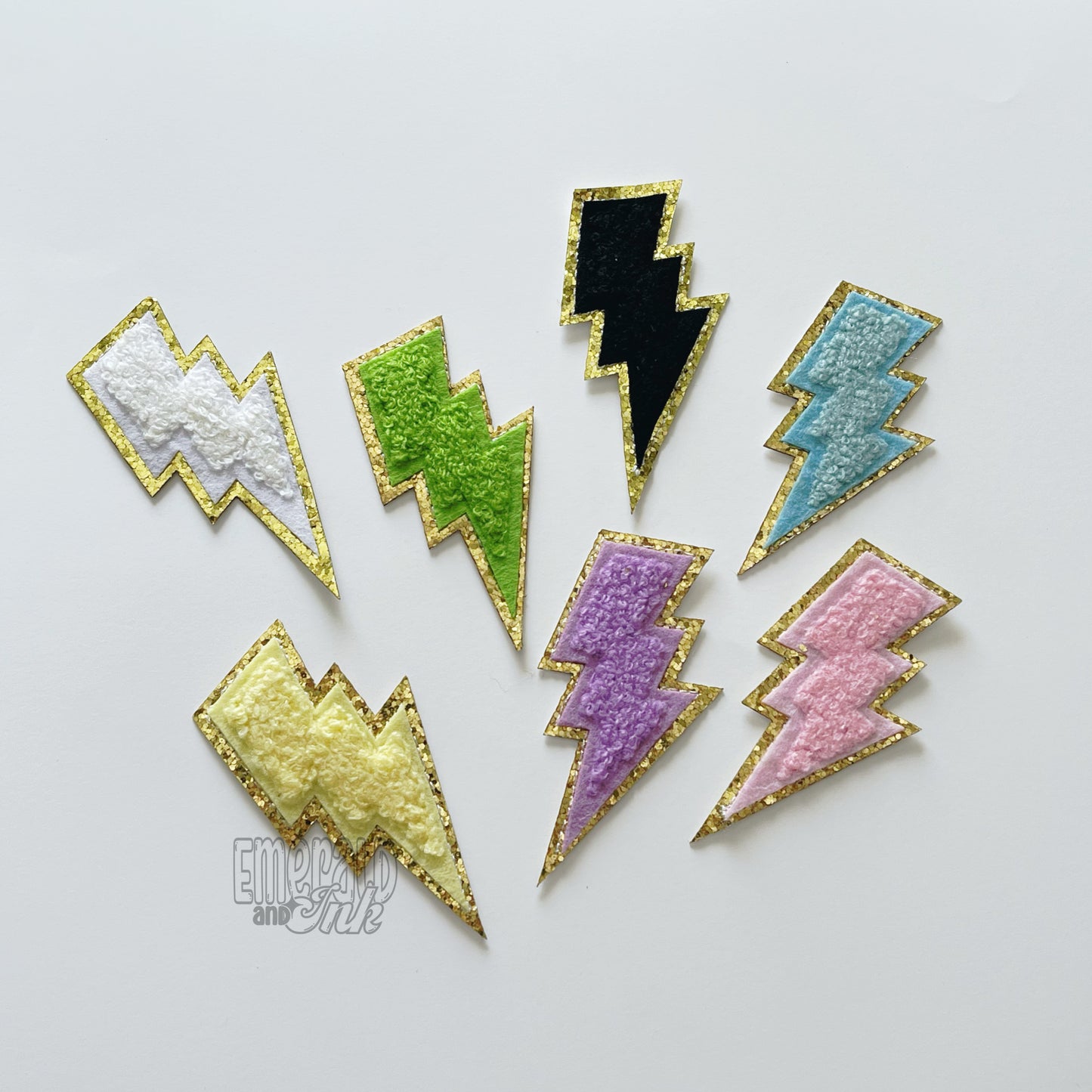 Solid Color Lightning Bolt Chenille Patch - 302°