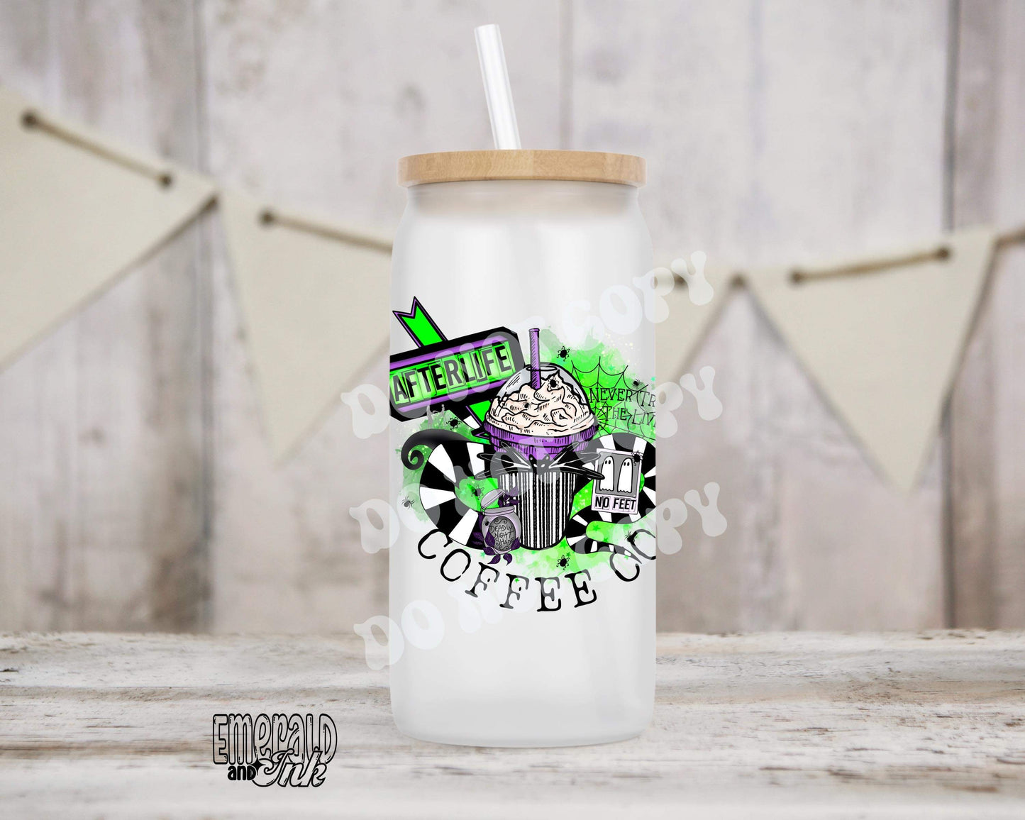 Afterlife coffee co - Mug/glass can Size Sublimation Transfer