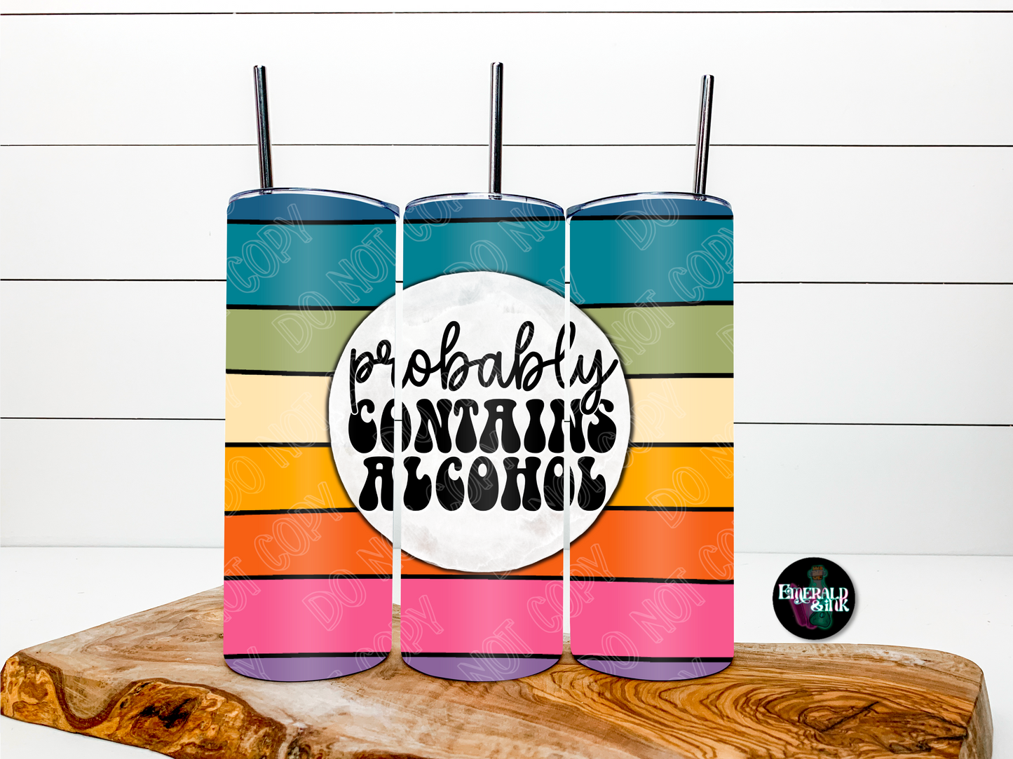 Probably contains retro rainbow lines  - Tumbler Sublimation Transfer