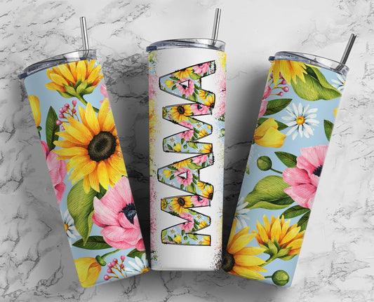 Mama yellow floral - 20oz Tumbler Sublimation Transfer