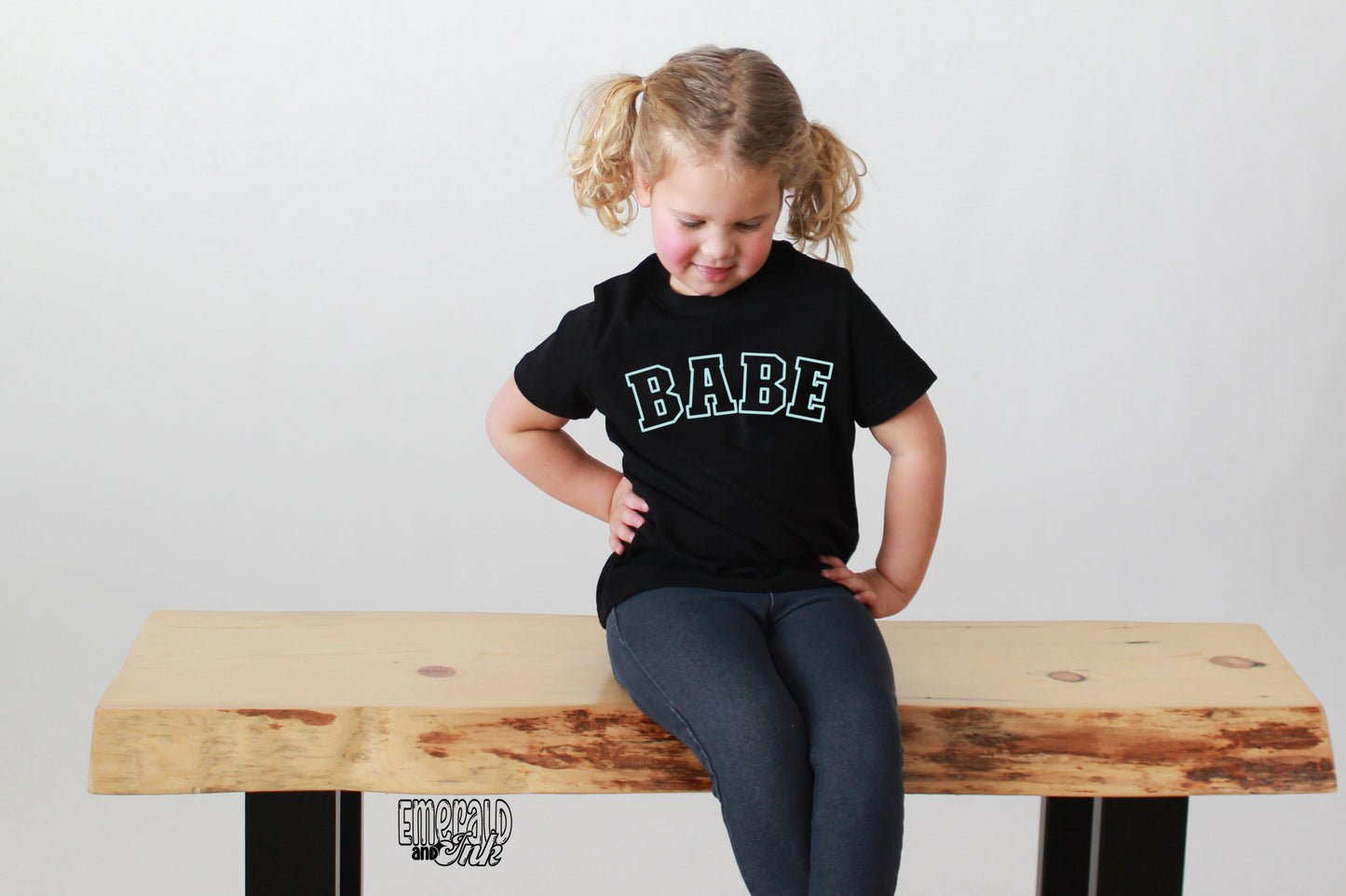 Babe Mint Outline (9”)- puff screen print transfer 350°